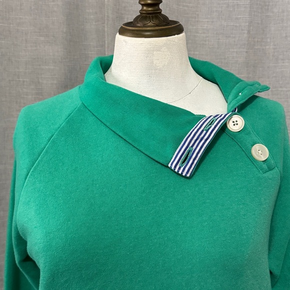 J Crew Factory Sweatshirt-S-Button Neck Side Detail-Kelly Green-60% Cotton-EUC - Picture 4 of 16